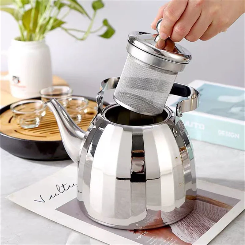 1L/1.5L/2L Gold Thickened Water Kettle with Infuser Stainless Steel Rapid Heating Boiling Water Pot Teapot For Home Tea Kettle