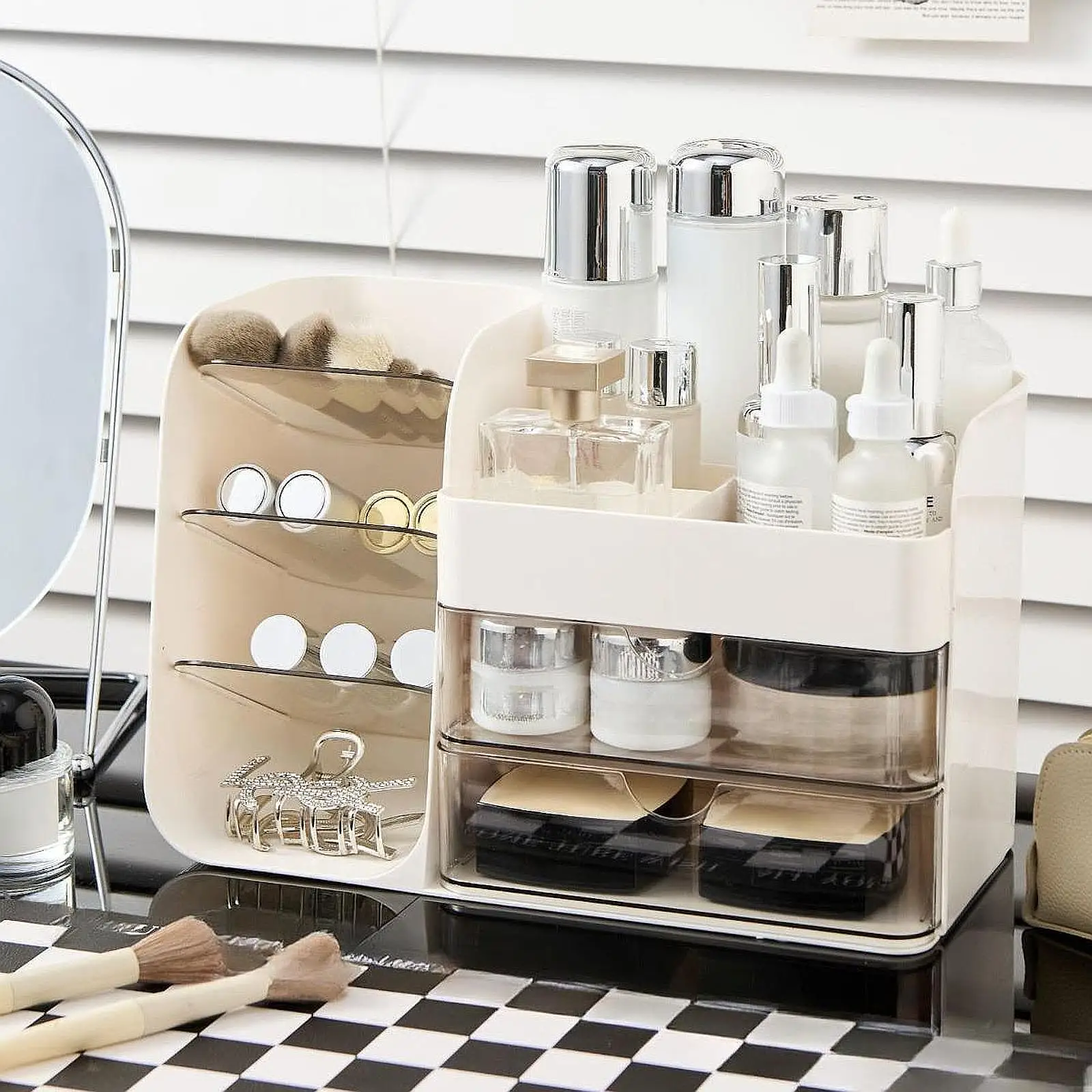 

Makeup Organizer Cosmetic Display Case Multifunctional Skincare Organizer with Drawers for Bathroom Dresser Countertop Office