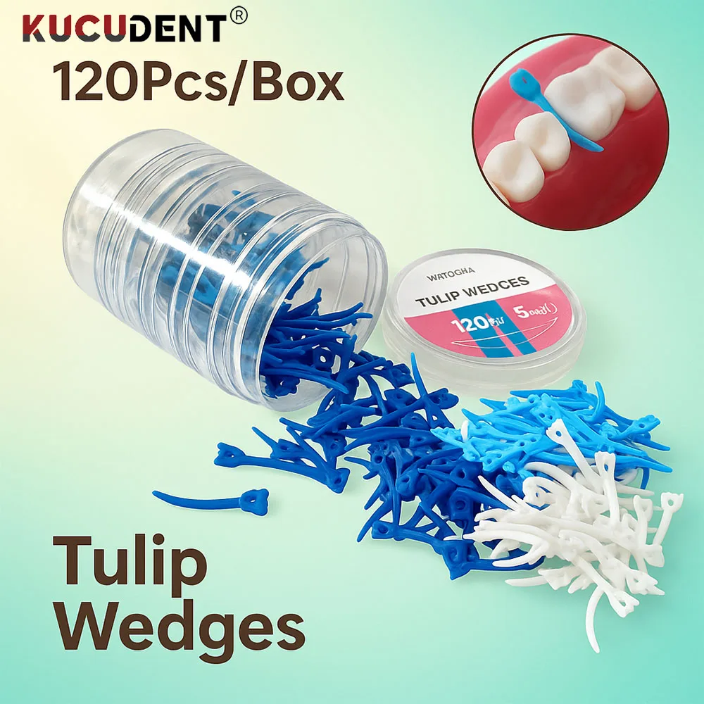

120Pcs/Box Dental Tulwar Wedges Tooth Gap Sectional Matrix Refill Plastic Disposable Diastema with Holes S/M/L Dentist Material