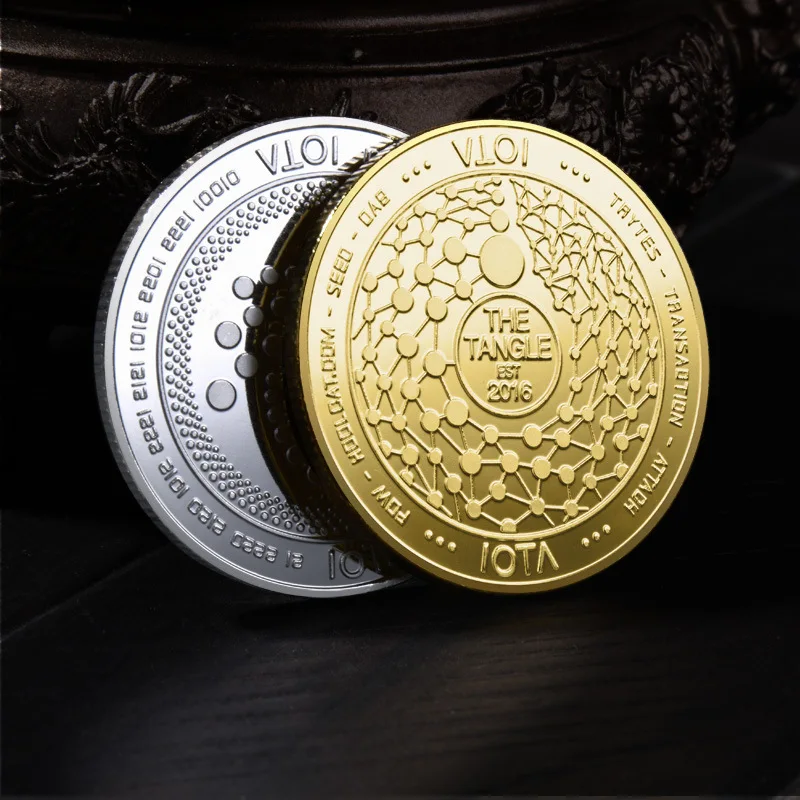 Creative IOTA Coin Art Collection Gold Silver Plated IOTA Coin with Plastic Case Physical Metal Commemorative Coin Souvenir Gift