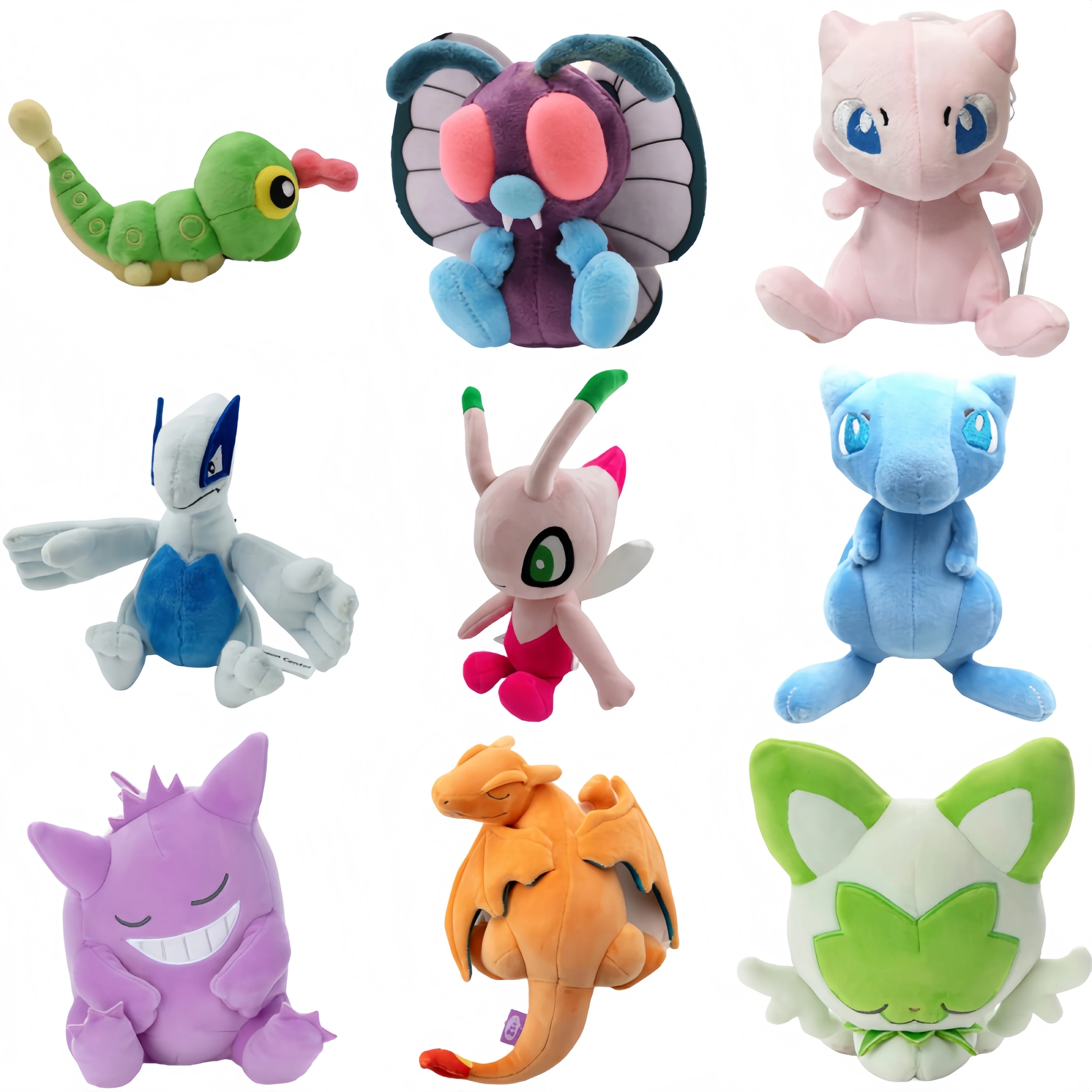 

Гусеница с бабочками и пушками, милые плюшевые игрушки с героями мультфильмов, Lugia Mew Milotic Charizard Sprigatito, мягкая кавайная кукла, рождественский подарок