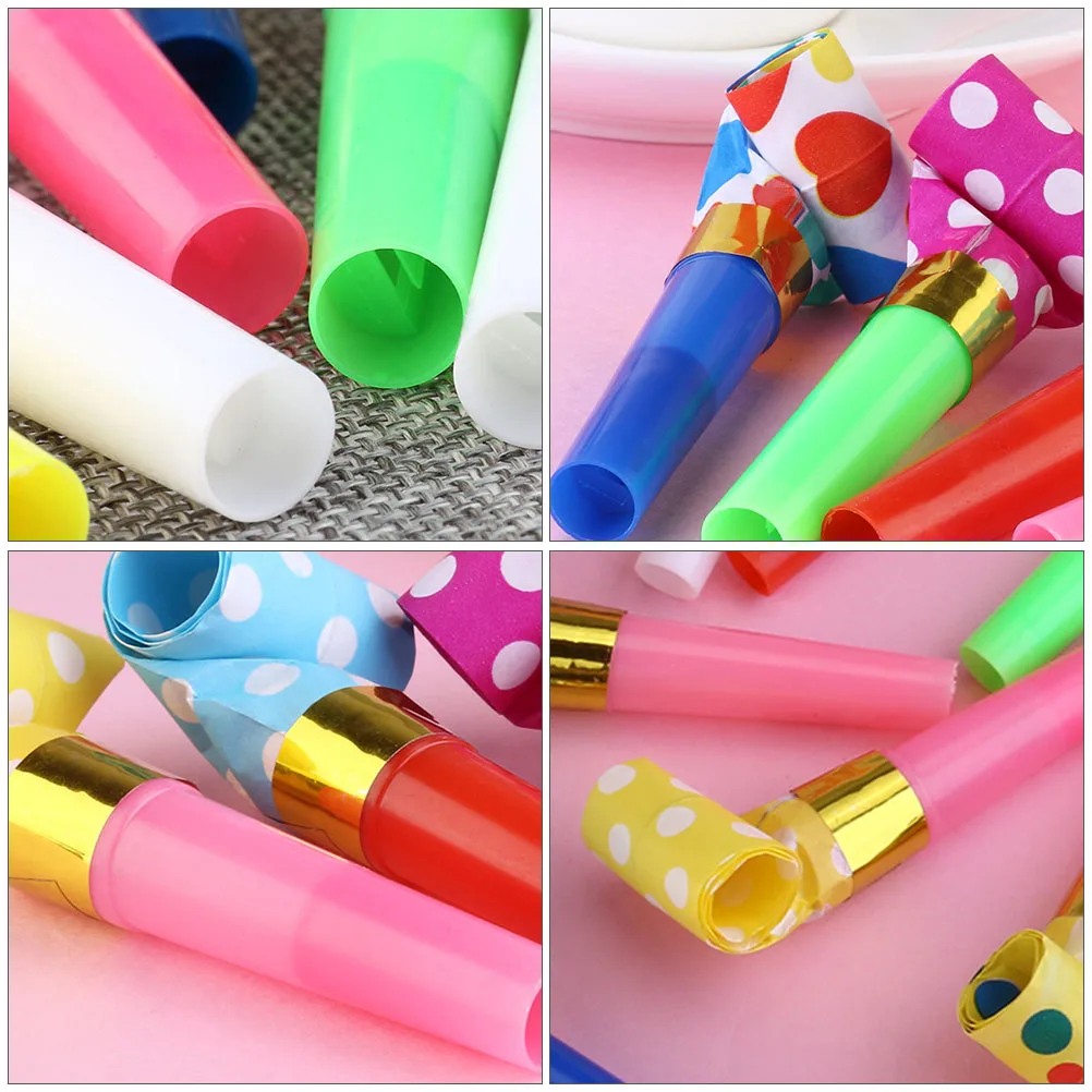 

100 Pcs Mixed Blow Roll Dryer Whistles for Birthday Parties Generator Child