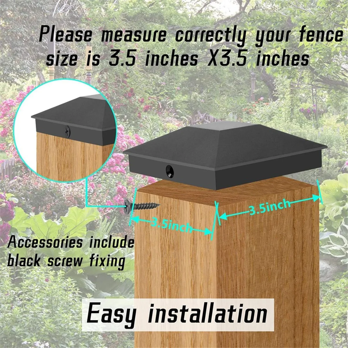 ABNH (3,5 pulgadas x 3,5 pulgadas) tapas de postes de cerca de madera, impermeables a prueba de rayos UV, mantienen el poste de grietas y aposamiento para tapas de postes cubierta 6 piezas