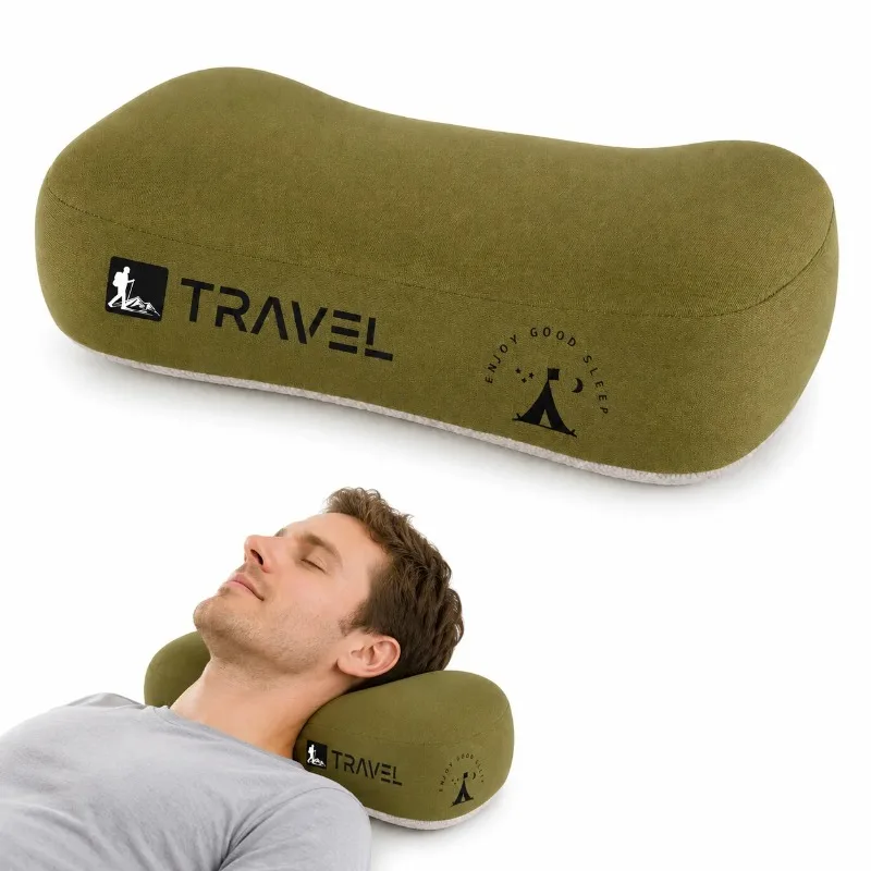 All Season Dual Face Travel Memory Foam Neck Pillow Compressible Storage Bag Ergonomic Support Pillow Camping Hiking Road Trip U