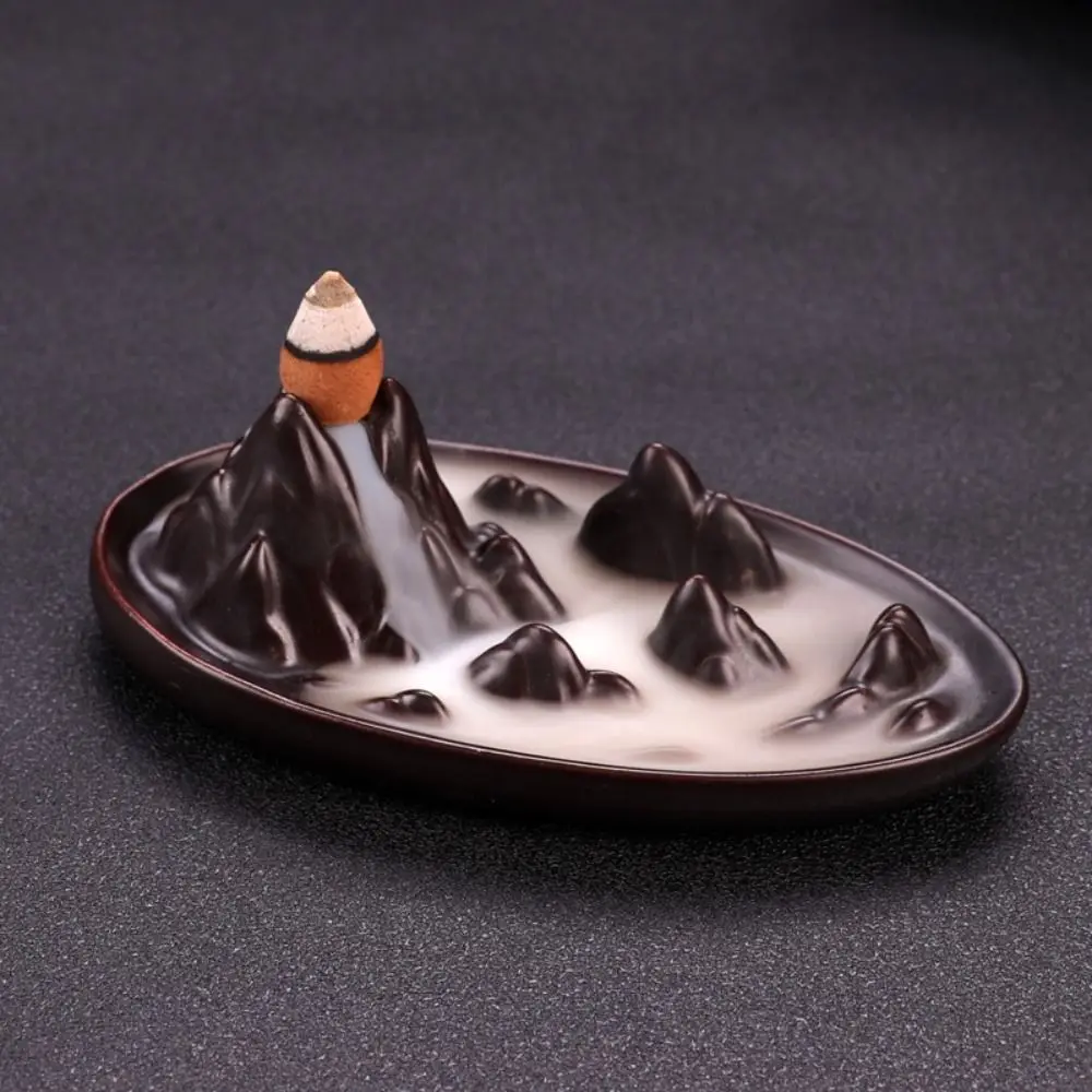 Ceramic Backflow Waterfall Incense Tray Zen-like Handmade Backflow Aroma Diffuser Retro Backflow Incense Stick Holder