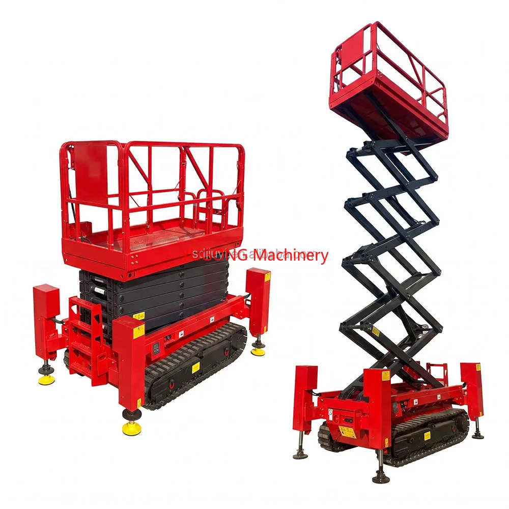 Mobile Scissor Crawler Lift 6-12m Electrical Lift Automatic Lifting Applied For Regular Factory Aerial Work