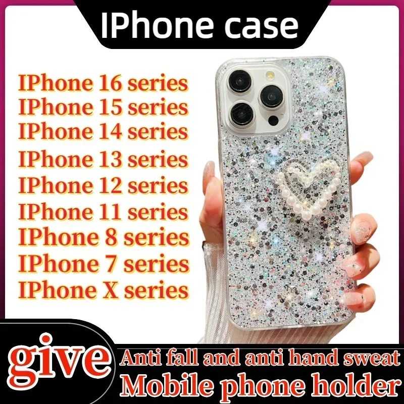 Shining Diamond Love Phone Case For iphone 14pro max case iphone 13 pro max iphone 12 pro max 16 15 11 8 7 X XR Pro Max Plus