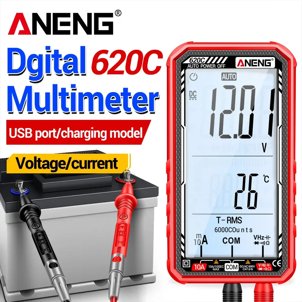 Digital Smart Multimeter Detection High Precision Voltage/Current NCV Induction Rechargable 6000 Counts Household DIY ANENG 620C