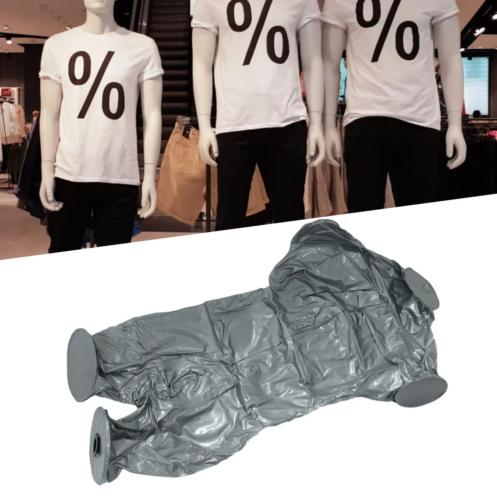 Men\'s Full Body Inflatable Mannequin Silver Whole Body Inflatable Mannequin Dummy Torso Model Fashion RetailDisplay 84cm Height