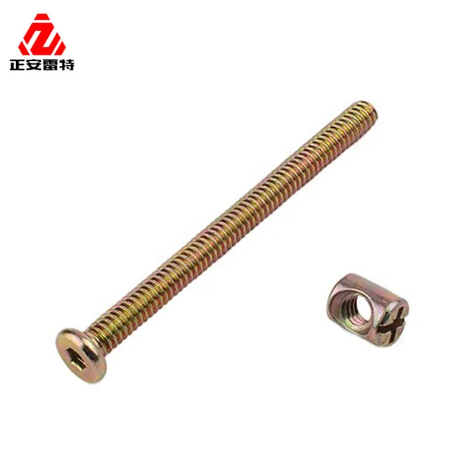 Furniture Fasteners Sets of Color Zinc Plated Joint Connector Screws and Dowel Nut