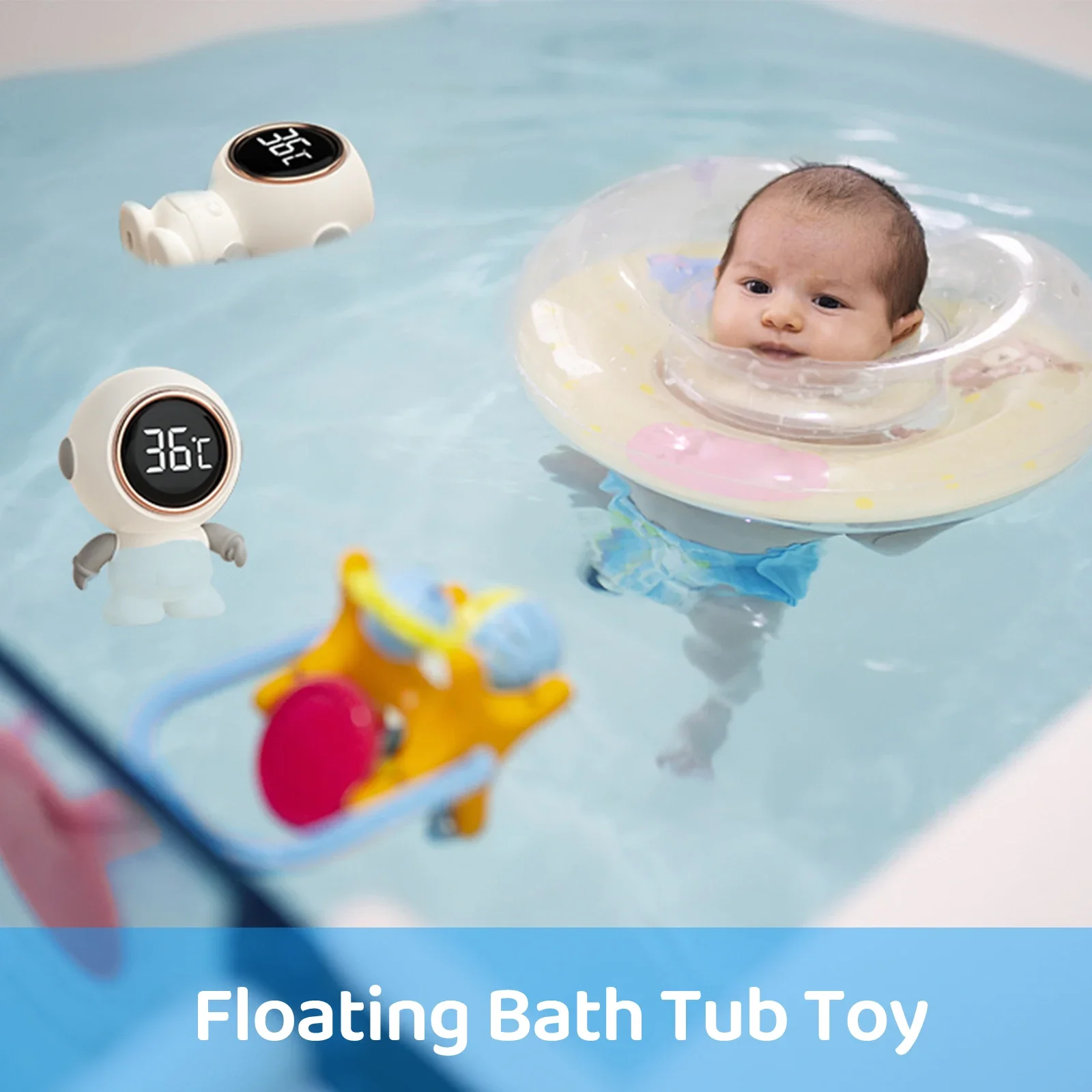 Baby Bath Thermometer Floating Toy IP65 Waterproof Astronaut Water Thermometer with Touch LED Display for Newborn Baby Shower In