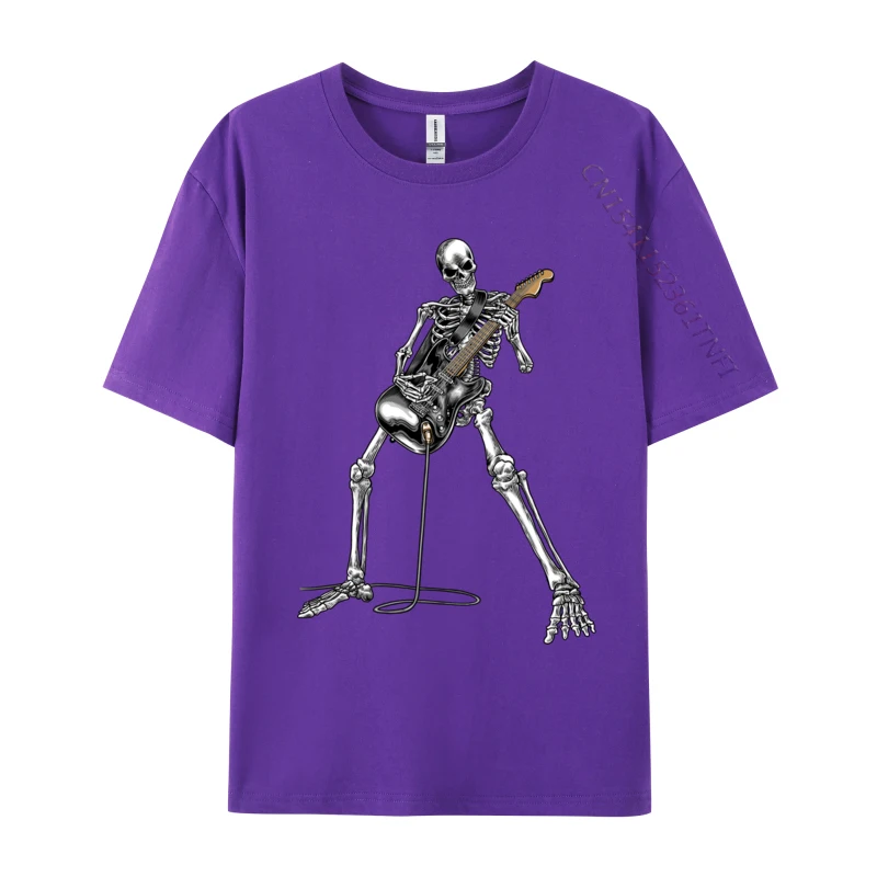 Skeleton Playing Guitar Rock And Roll Graphic Band Tees Normal T Shirt Crazy New Arrival Men ostern Day T Shirt Crazy - Image 4