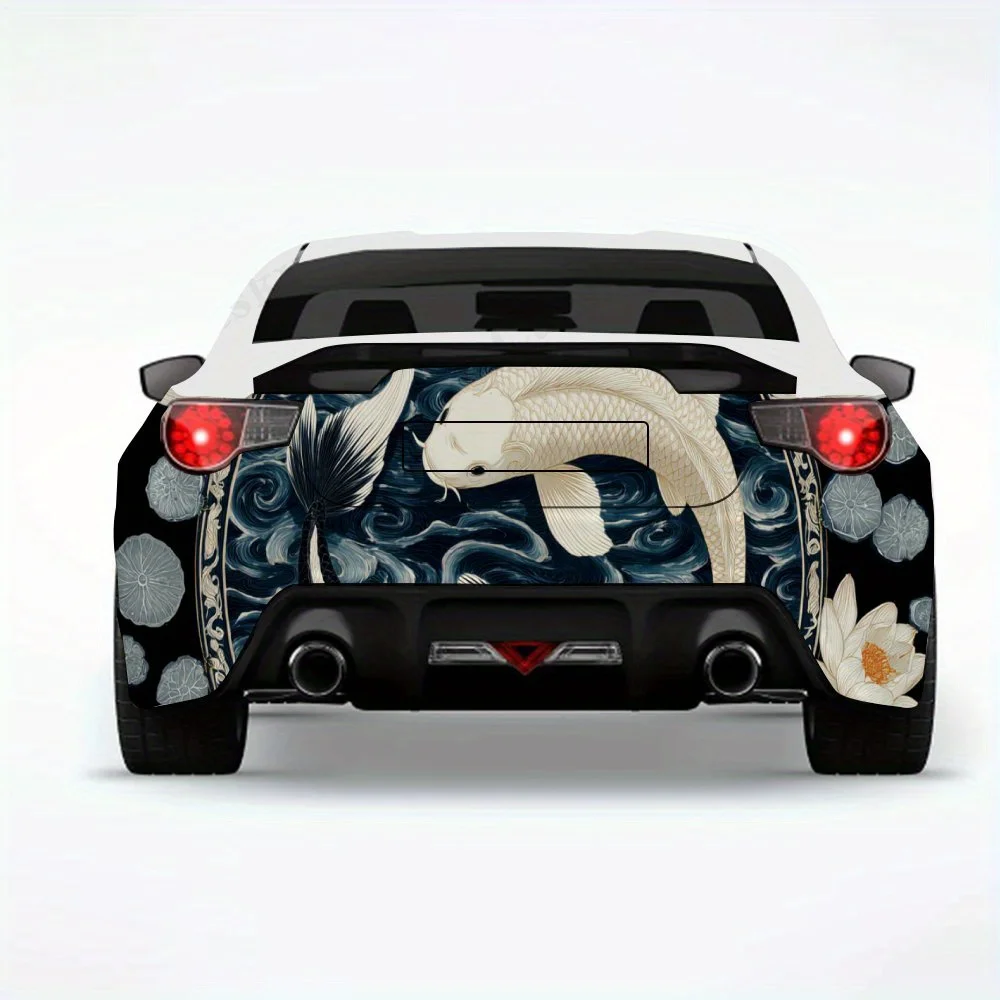 Yin Yang Koi Fish Lotus Автомобильная наклейка, автомобильные виниловые обертки для украшения и защиты - водонепроницаемый самоклеящийся винил D