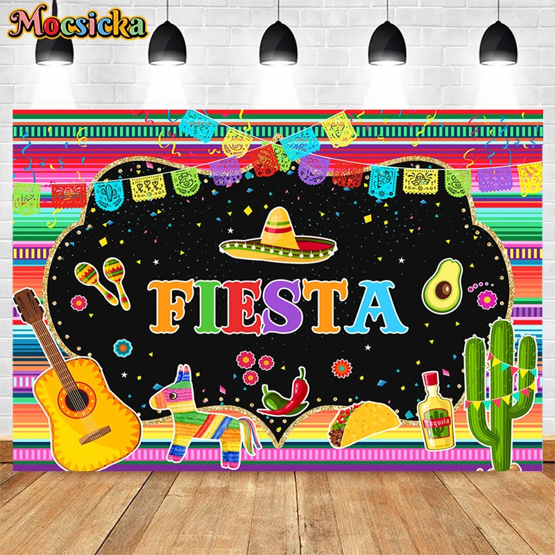 Mocsicka  Photography Backgrounds Mexican Fiesta Holiday Party Posters Tacao Food Birthday Decoration Studio Photo Props