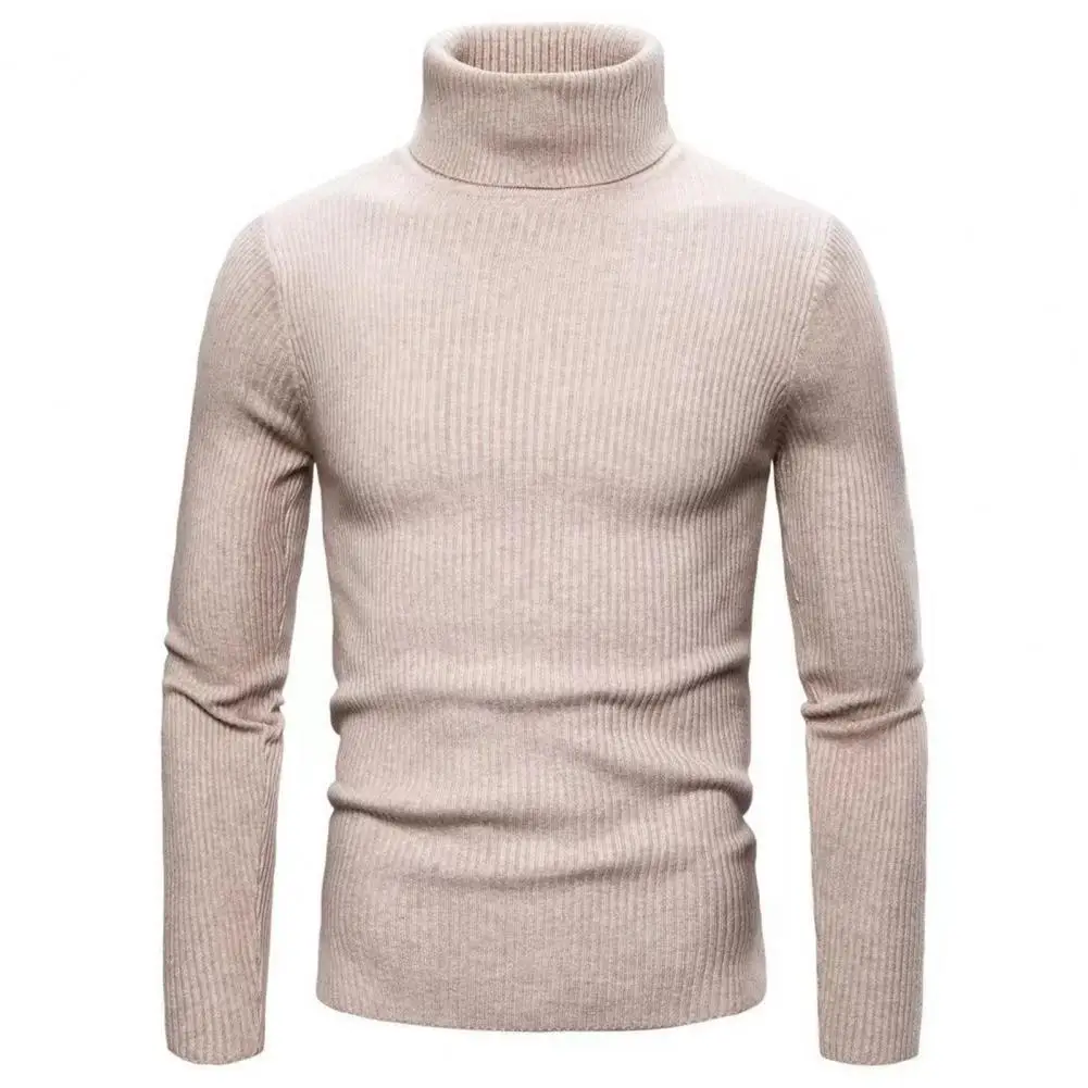 Maglione lavorato a maglia tinta unita uomo maglione lavorato a maglia tinta unita maglione dolcevita da uomo elegante Slim Fit a coste per autunno/inverno