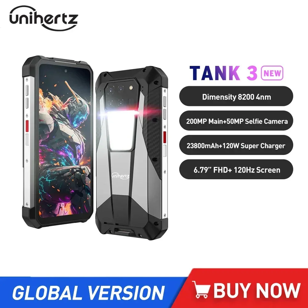 Unihertz 8849 Tank 3 Rugged 5G Smartphones Octa Core 32GB+512GB 6.79“ FHD Android 13 Phone 23800mAh 120W No Ranging Version