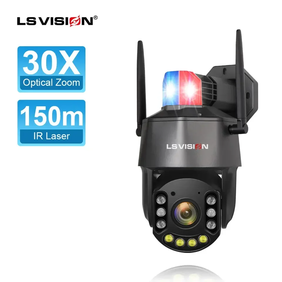 LS VISION 30X Zoom Ptz Camera 4g Wifi Camera 5MP PIR Humanoid Tracking Solar Camera