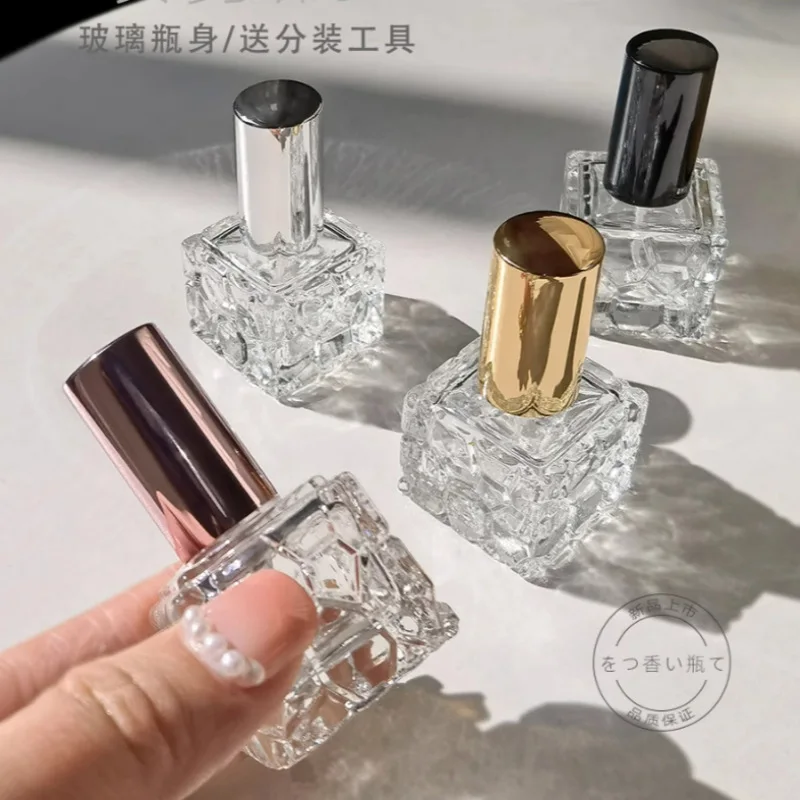 

10ml Rose Gold Perfume Spray Bottle Screw Top, Water Cube Design Refillable Sample Cosmetic Container