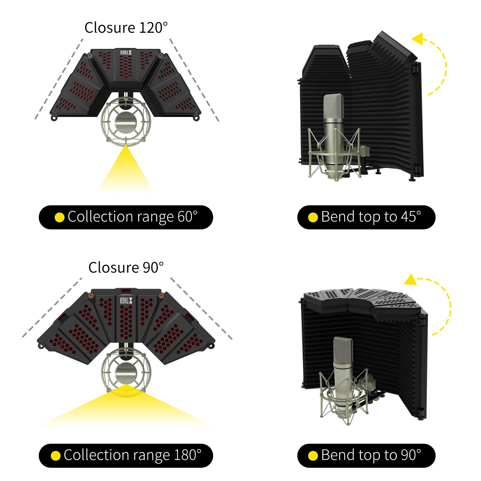 GPUB Microfoon Opnamefilter Microfoon Opvouwbare Vocale Booth Microfoon Isolatie Schild Studioapparatuur (3 Deurs)