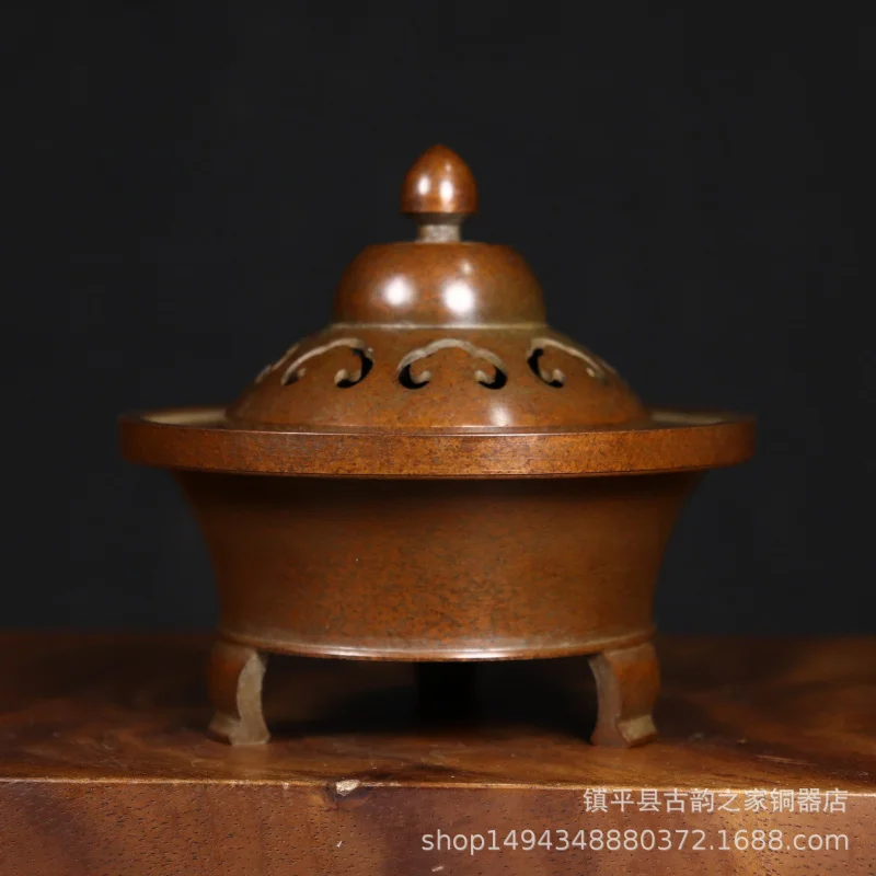 Pure Three-Legged Ornament for Living Room Home Use Copper Burner Coil Incense Display Ashtray Cop