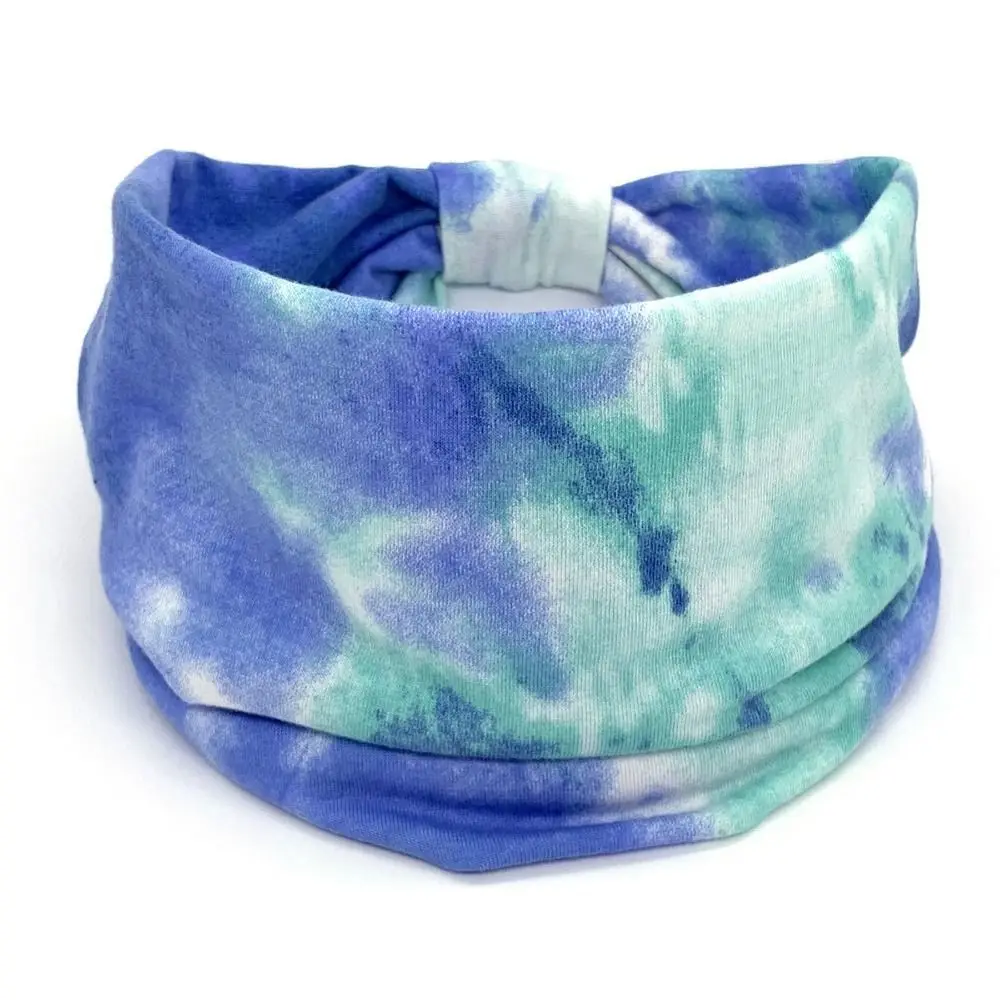 Wash Face Colorful Tie Dye Headwrap Cotton Elastic Wide Headband Unisex Charming Cross Headband Hiking