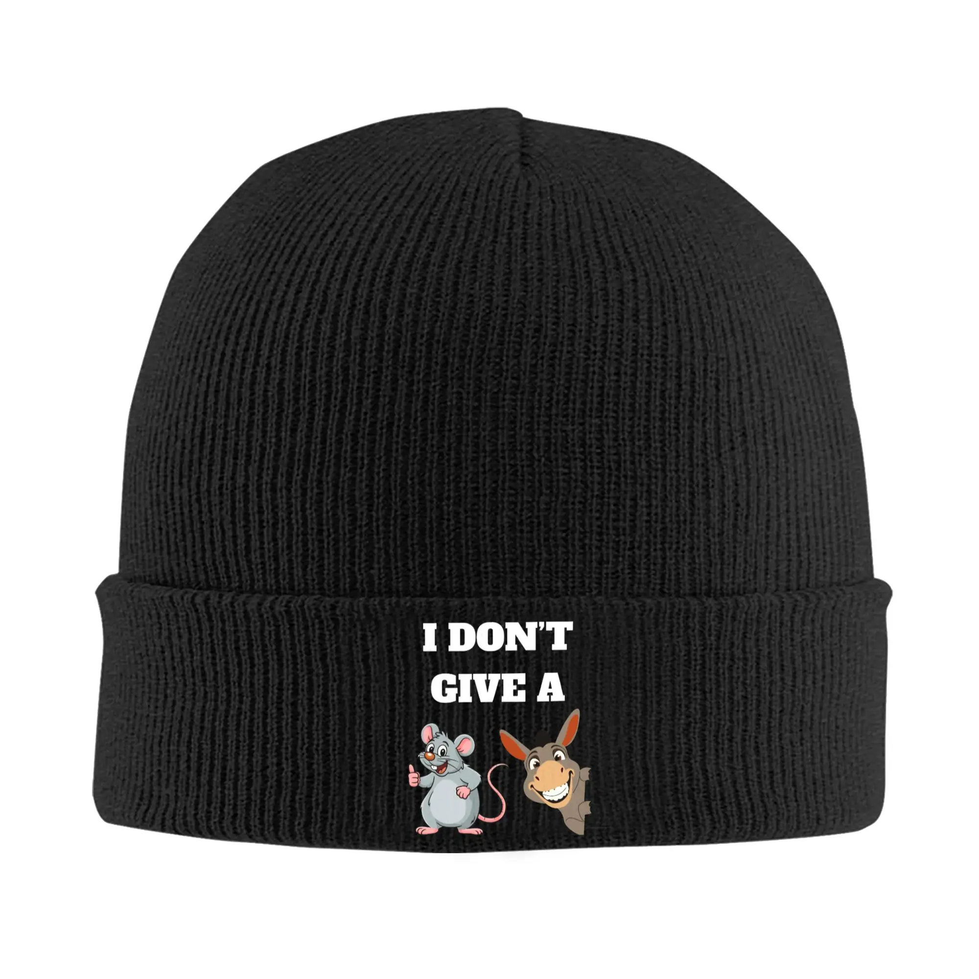 Funny Mouse and Donkey Bonnet Hats  Beanie Hats Autumn Pattern Knitting Hat Vintage Men Women Unisex Outdoor Elastic Cap