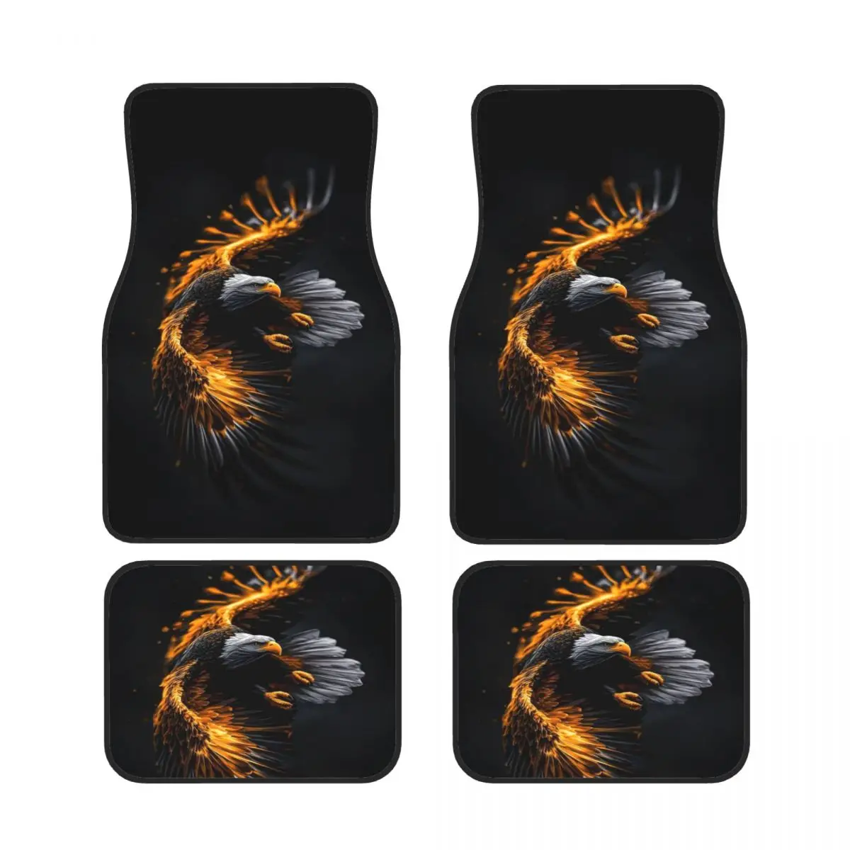 4pcs Polyester Full-Print Car Floor Mats With Holiday Letter Design | Durable, Easy-to-Clean, All-Season Protection, Suitable Fo