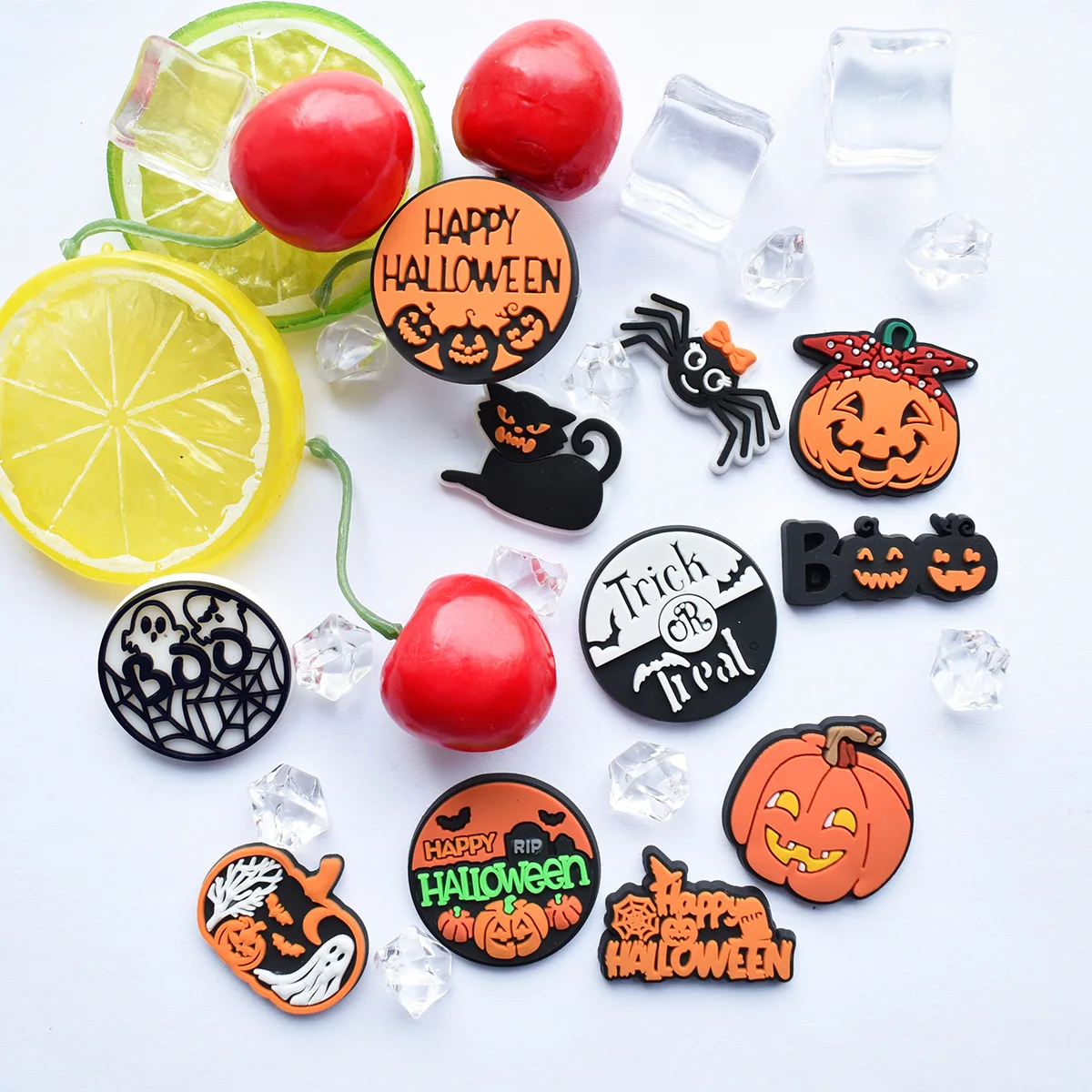 1-14Pcs Happy Halloween Cartoon PVC Shoe Charms for Clogs Bubble Sandal Shoe Accessories Decoration Pins Fit Halloween Gifts Kid