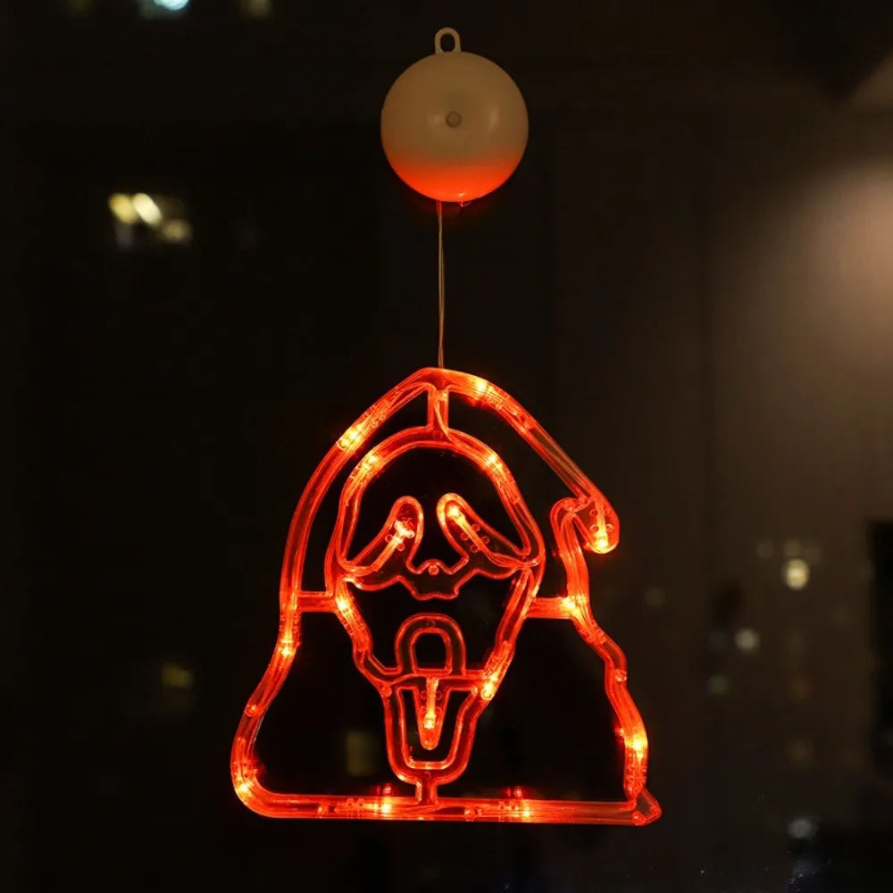 LED Powered Halloween Suction Cup Light Glowing Effect Orange Color Pumpkin Decoration Light Suction Cup Mount Hanging Design
