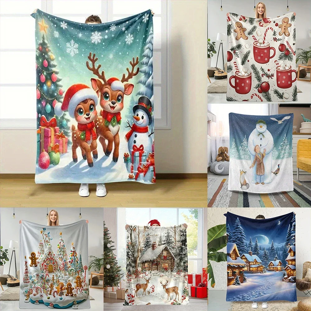 Blanket Yarn Chunky Blanket for Car Warm Flannel Blankets Naps Travel Home Decoration Holiday Gifts