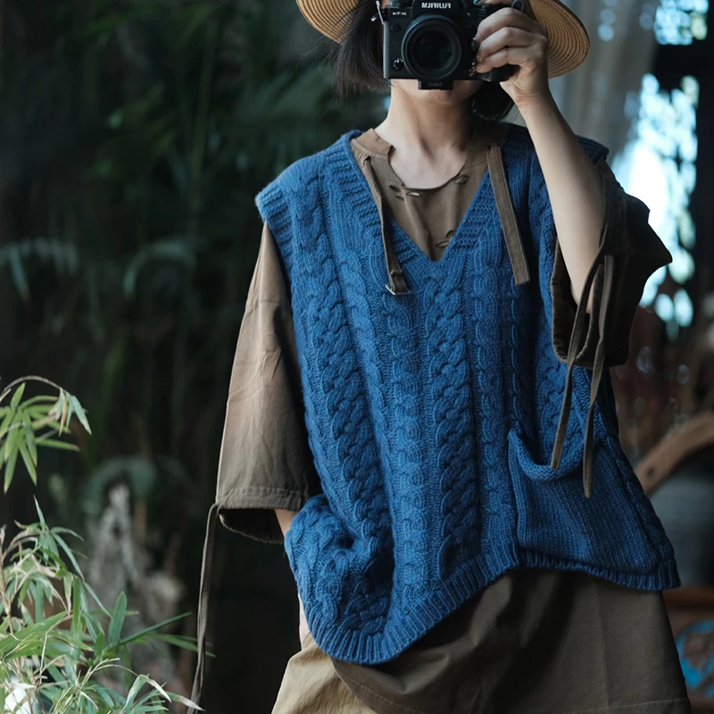 

Женский повседневный свитер, жилеты, Новое поступление, осень 2022, простой стиль, с v-образным вырезом, однотонные женские вязаные пуловеры без рукавов M1936