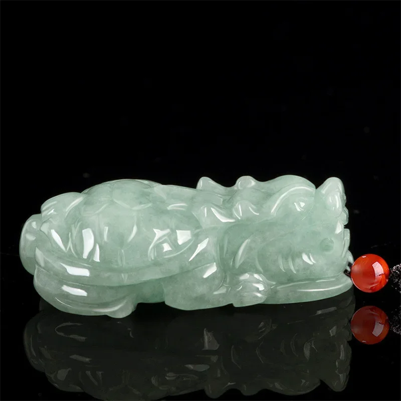 

Natural Myanmar Jadeite Lucky Dragon Turtle Emerald Necklace Pendant Fashionable Personal Fine Jewelryr Men WomenId Couple Gift