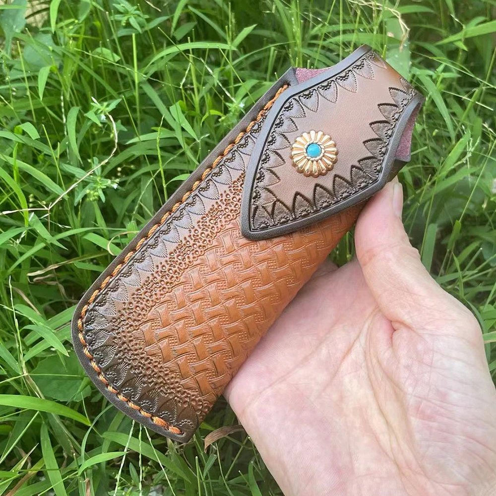 First Layer Genuine Cowhide Pocket Folding Small Straight Leather Case, Scabbard Sheath , Outdoor Hunt Cover Belt DIY