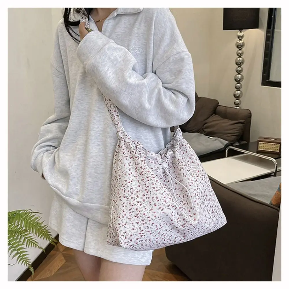 Fashion Flower Floral Canvas Shoulder Bag Large Capacity Handbag Simple Casual Shopper Tote Bags Crossbody Bag