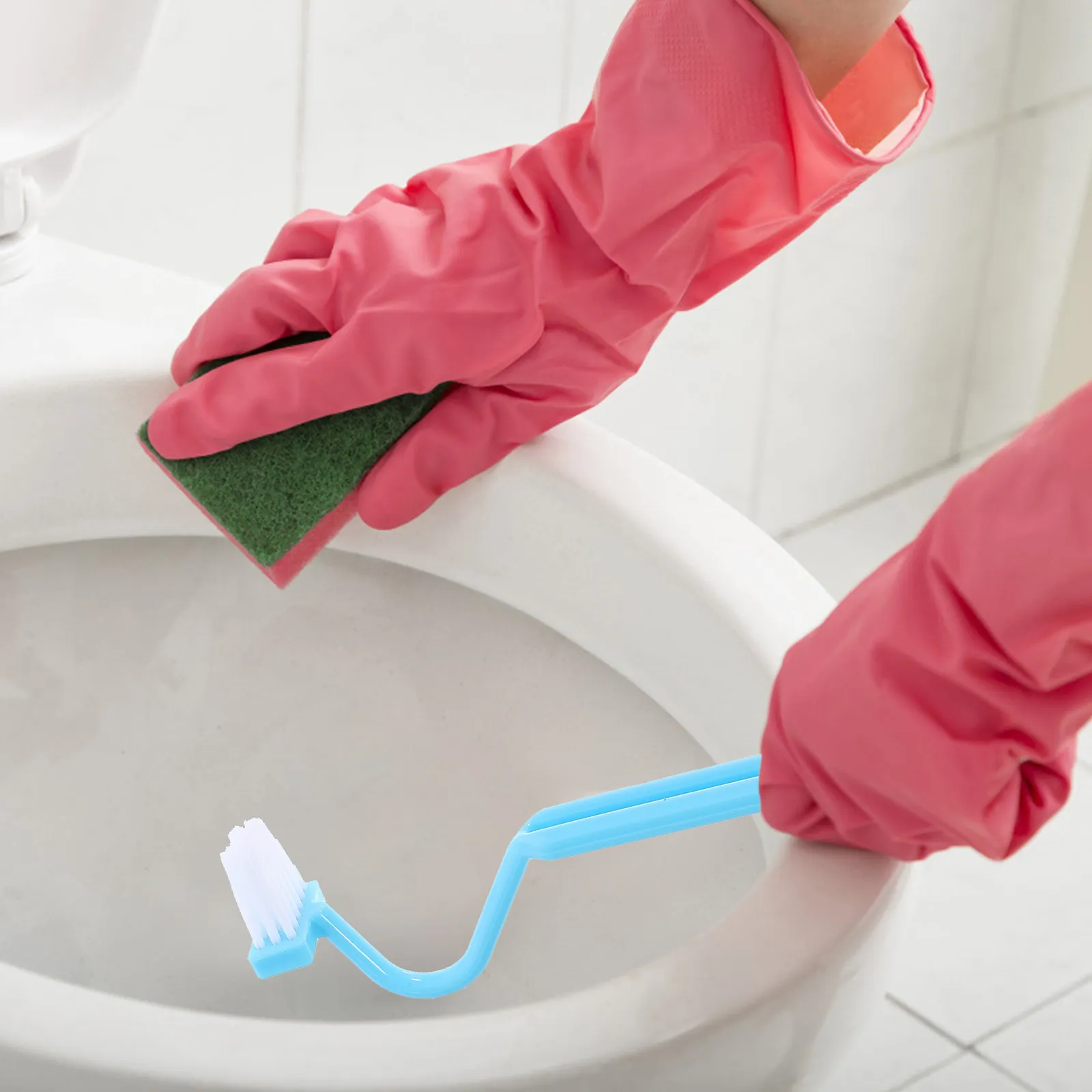 3Pcs Curved Toilet Cleaning Brushes Plastic 8 Inch V-Shaped Edge Brush Under Rim Toilet Bowl Scrubber Bathroom view 5