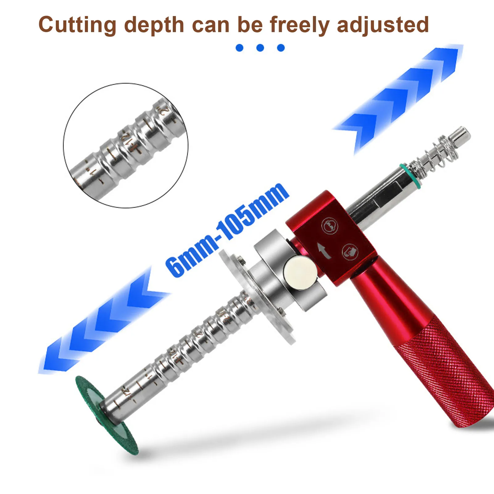 Internal PVC ABS Pipe Cutter Tool Inside Set for Drill with Handle Cutting Wheel 1/4in Shank 6-105mm Adjustable Cutting Red