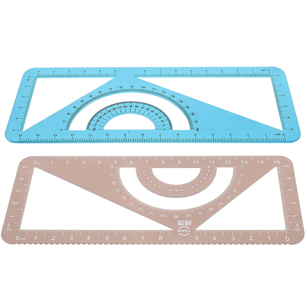 

2 Pcs Multi-purpose Aluminum Alloy Ruler Compact Lightweight Geometry Tool Measuring Protractor Drafting Stationery School