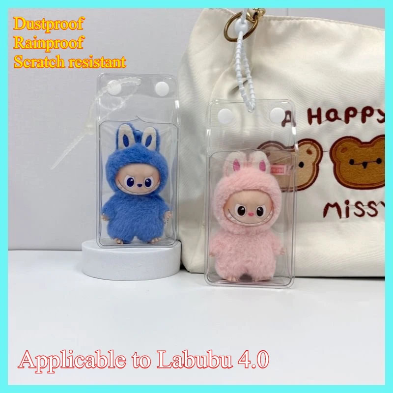 

For 10cm Labubu Mini Dolls Transparent Protective Cover Labubu 4.0 plush Keychain Pendant dust cover storage bag Protection box
