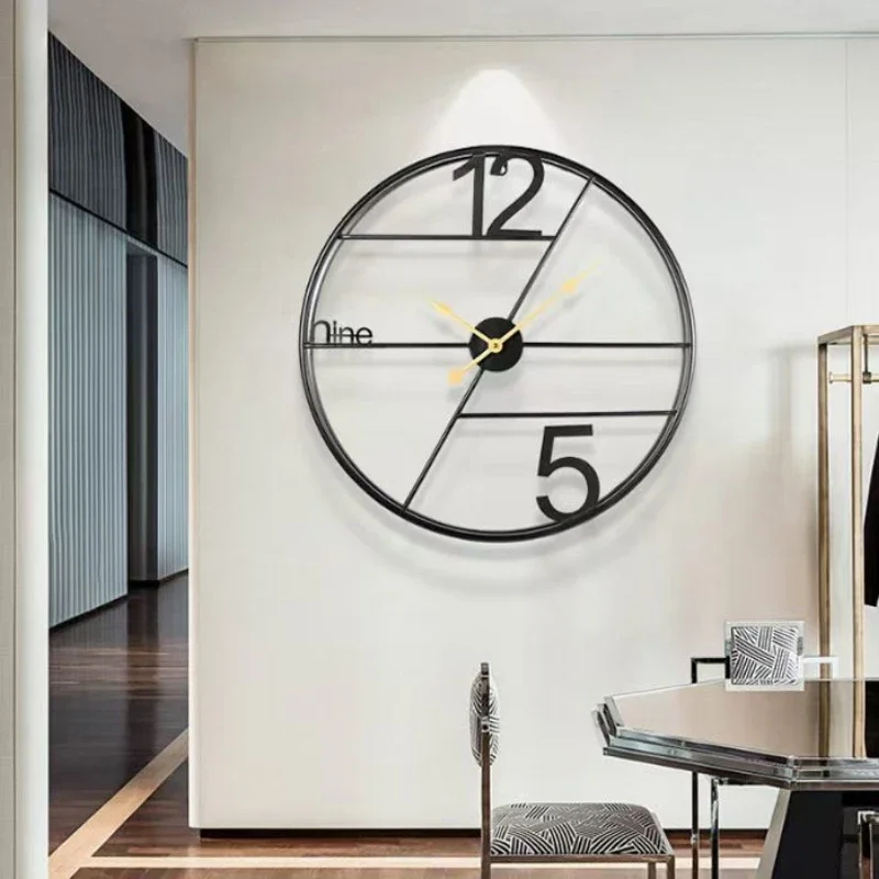 Large Round Metal Silent Wall Clock Non-Ticking Battery Operated 60 Cm 24 Inch Arabic Numerals Clocks Wall Clock Decoration