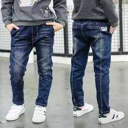 IENENS 4-11Y Fashion Children's Jeans Boy Denim Trousers Kids Clothes Baby Boys Elastic Waist Pants Slim Jeans For Boy