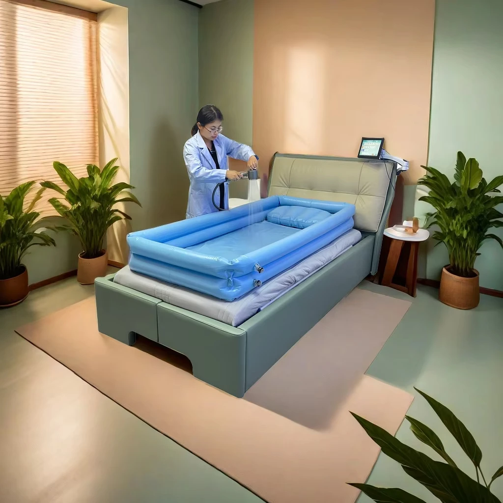 سرير رعاية منزلي قابل للتعديل بإصدار فاخر لكبار السن مع مراقبة تلقائية ووظائف الانقلاب #5