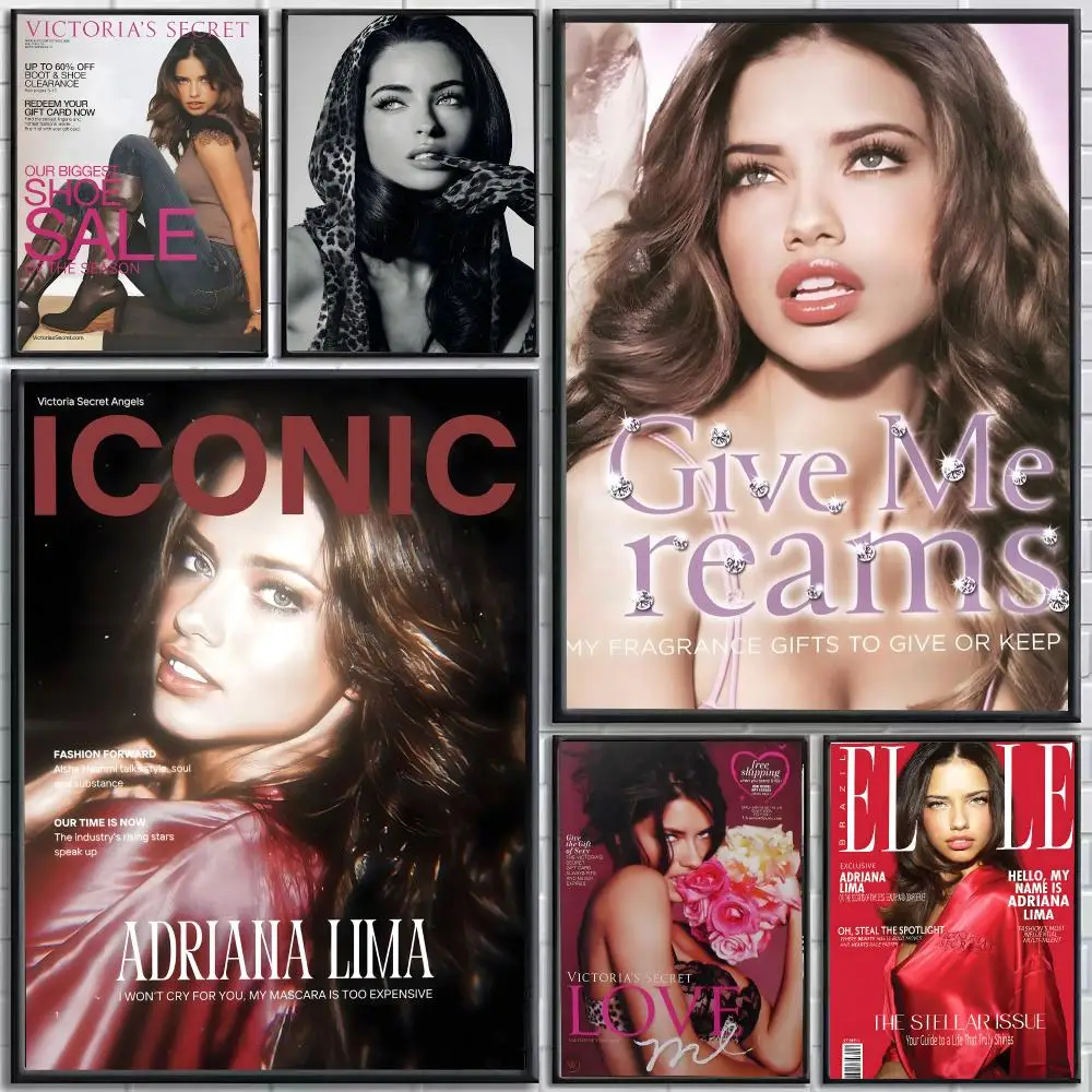 Actor Adriana Lima Poster Self-Adhesive HD Mural Wall Decals, Living Room Bedroom Home Decor Gift