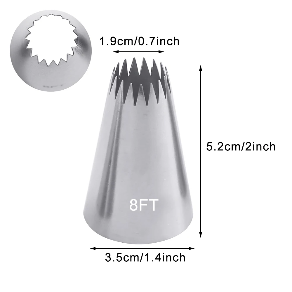1/3Pcs 7FT 8FT 9FT Cake Decorating Tips Set Russian Open Star Piping Nozzles Tips Cupcake Cookies Icing Piping Pastry Nozzles