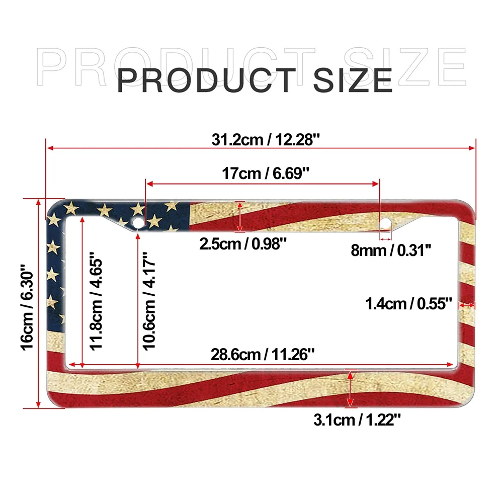 2 قطعة حامل لوحة ترخيص المواصفات الأمريكية أعلام أمريكية مختارة مع مسامير تزيين السيارة سيارة من سبائك الألومنيوم A8/28