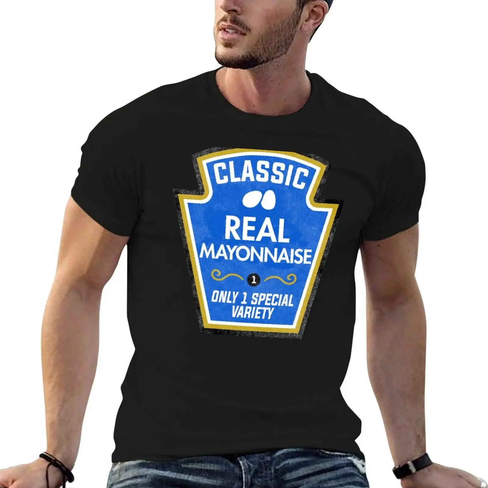 Camiseta divertida de disfraz de Halloween con tarro de mayonesa, camisetas para hombre, camisetas divertidas de algodón, camiseta 100% para hombre