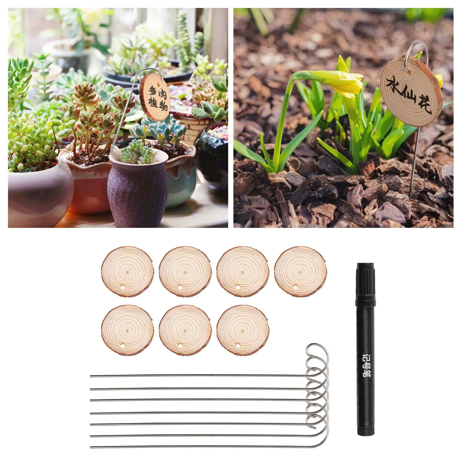 20 Pieces Wooden Plant Labels Garden Sign Tags Plant Labels with Labels Stakes for Yard Outdoor Vegetables Potted Flower Plants