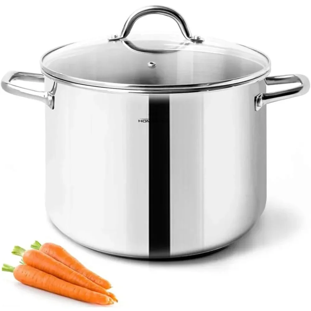 

Stock Pot 8 Quart with Lid Nickel Free Stainless Steel Mirror Polished with Lid HEALTHY COOKWARE Stockpots 8 Quart