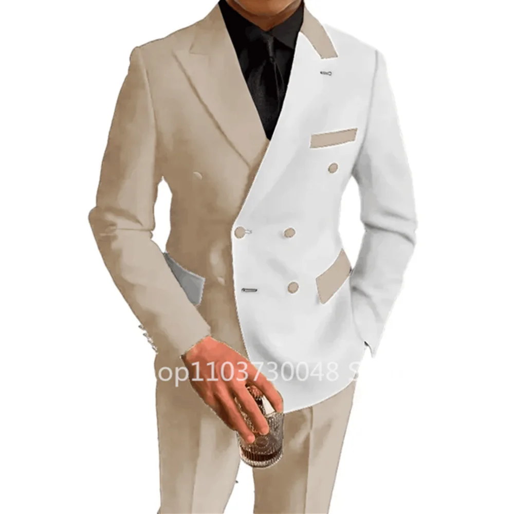 スリムフィット ウェディングタキシード メンズ ピークラペル ダブルブレスト ブレザー スーツ フォーマル ビジネス ウエディングスーツ 結婚式衣装