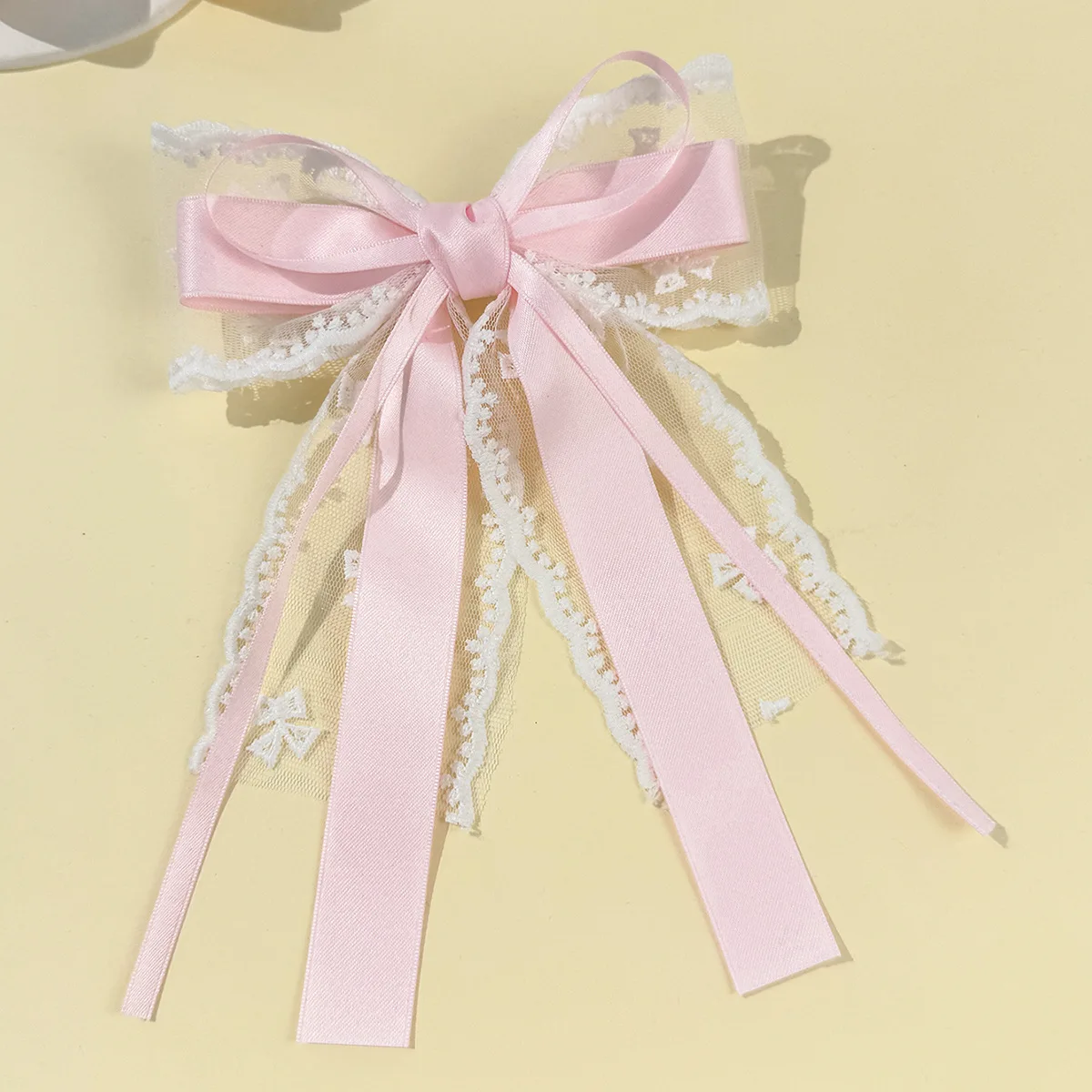 24pcs New Korean Style Hair Clips Long Tassel Ribbon Bow Lace Embroidered Barrettes Bridal Grips for Women And Girls Headwear