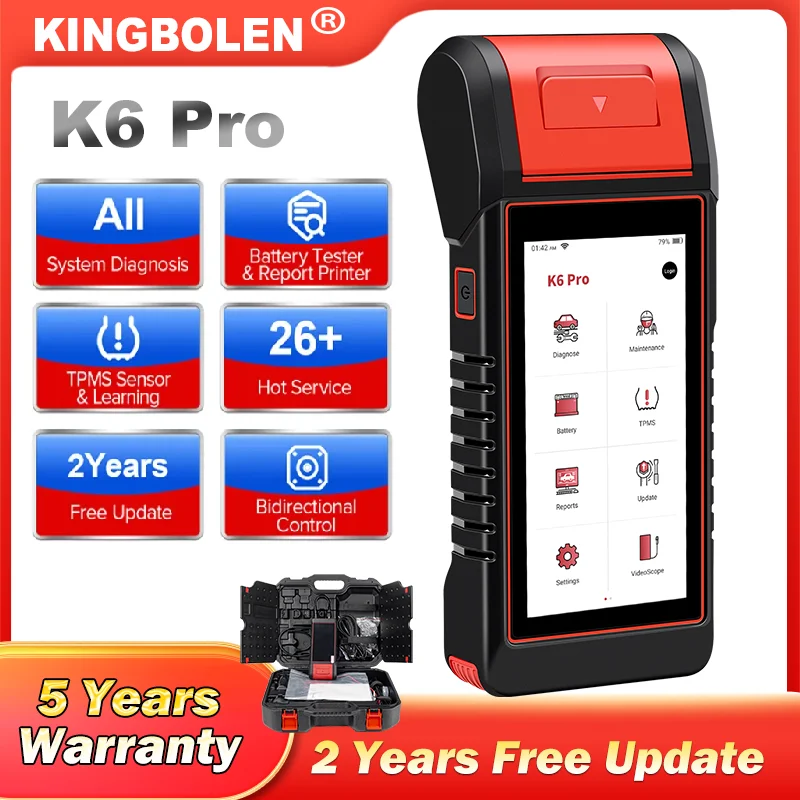 

KINGBOLEN K6 PRO OBD2 All System Car diagnostic Tools DOIP CAN FD Battery Test with printer 26 Reset TPMS Programming ECU Coding